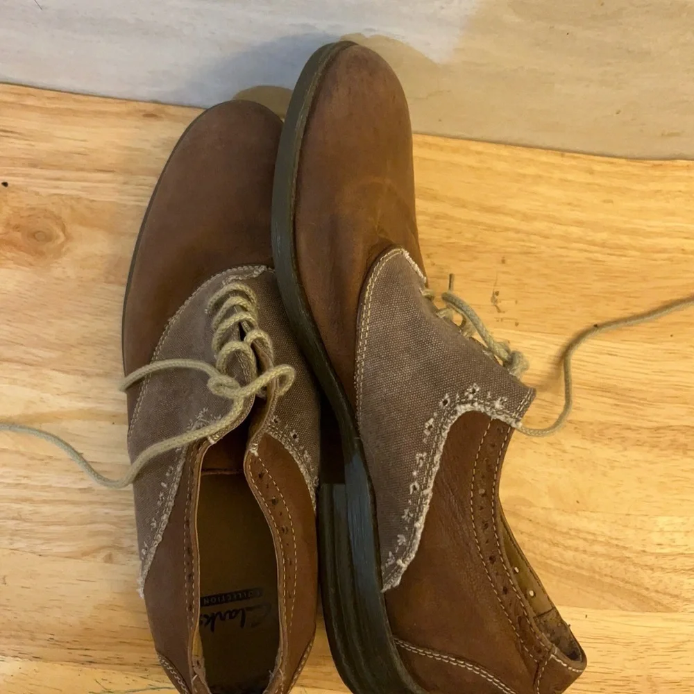 Clarks Collection Saddle Deisin Brown and Tan Men's Oxford Shoes